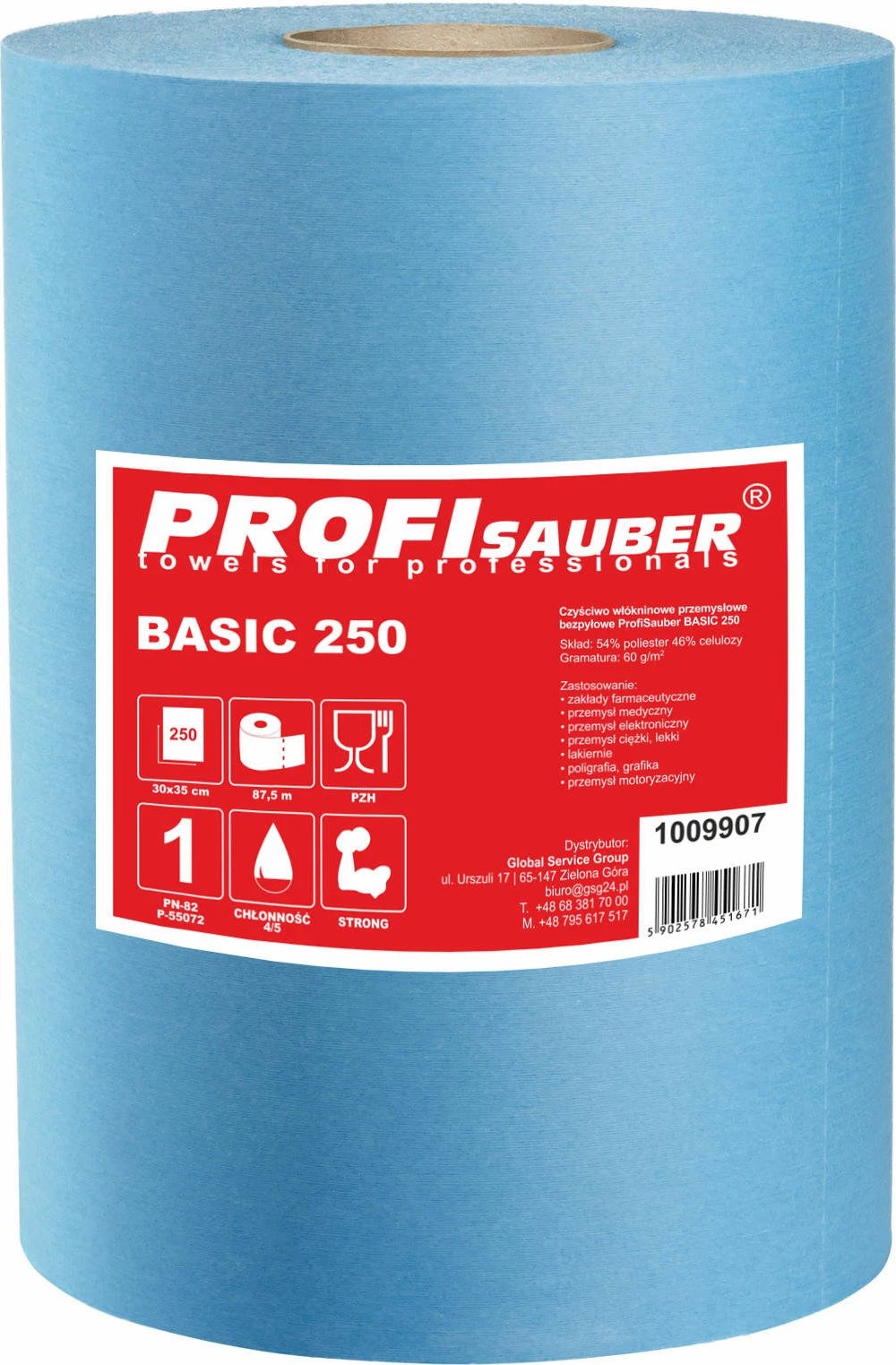 Pecetë industriale pastrimi ProfiSauber BASIC 250, 250 fletë, blu