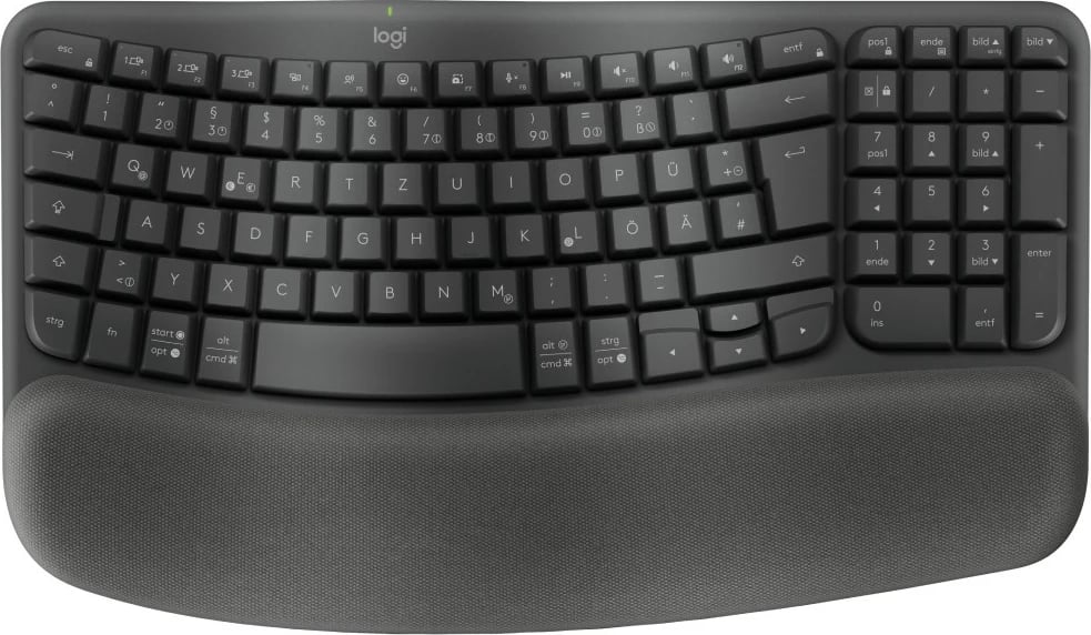 Tastierë Logitech Wave Keys, full-size, wireless, RF + Bluetooth, QWERTZ, grafit