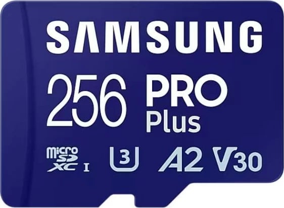 Kartelë memorie microSD Samsung PRO Plus 256 GB me adapter, e kaltër