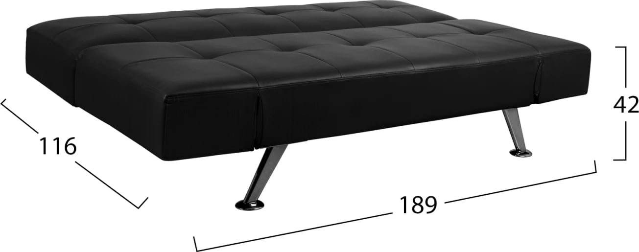 Divan/Shtrat FH3001.02 Thom me krahë të palosshëm, ngjyrë e zezë PU, 189x93x82 cm Divan/Shtrat FH3001.02 Thom me krahë të palosshëm, ngjyrë e zezë PU, 189x93x82 cm