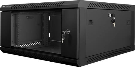 Kasë rrjeti Lanberg WF01-6604-10B, 19" 4U, montim në mur, xham, e zezë