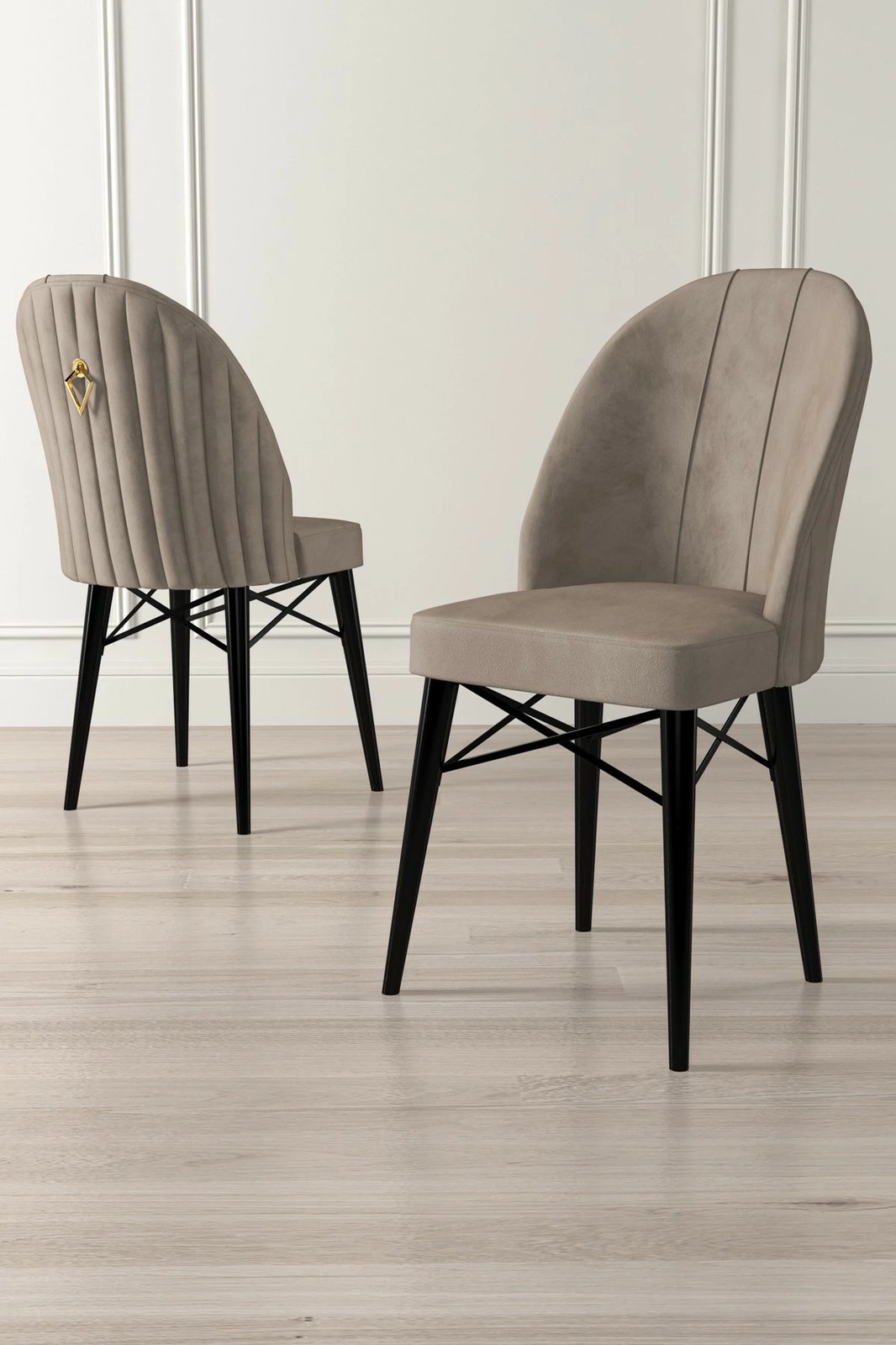 Set karrigesh (4 copë) Hanah Home, Ritim, kapuçino, e zezë