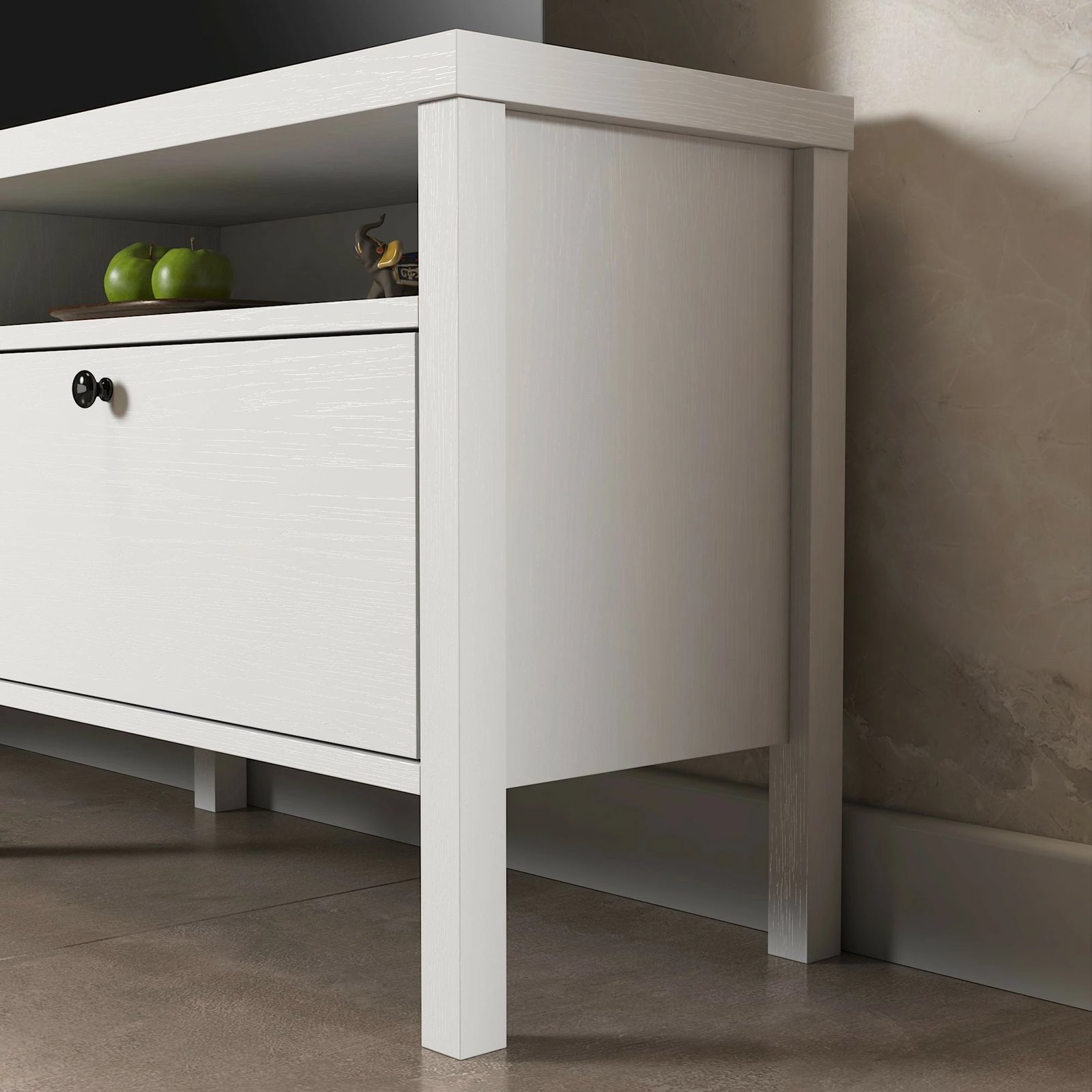 Komodë televizori, ngjyrë druri dhe e bardhë, FRN-10004