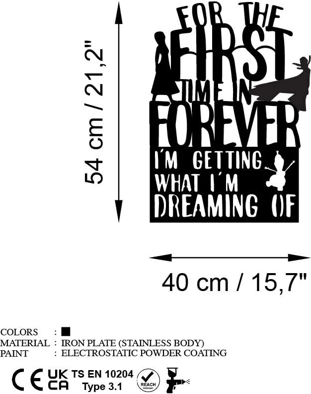 Aksesor dekorativ metalik për mur, Wallity, First Time Forever