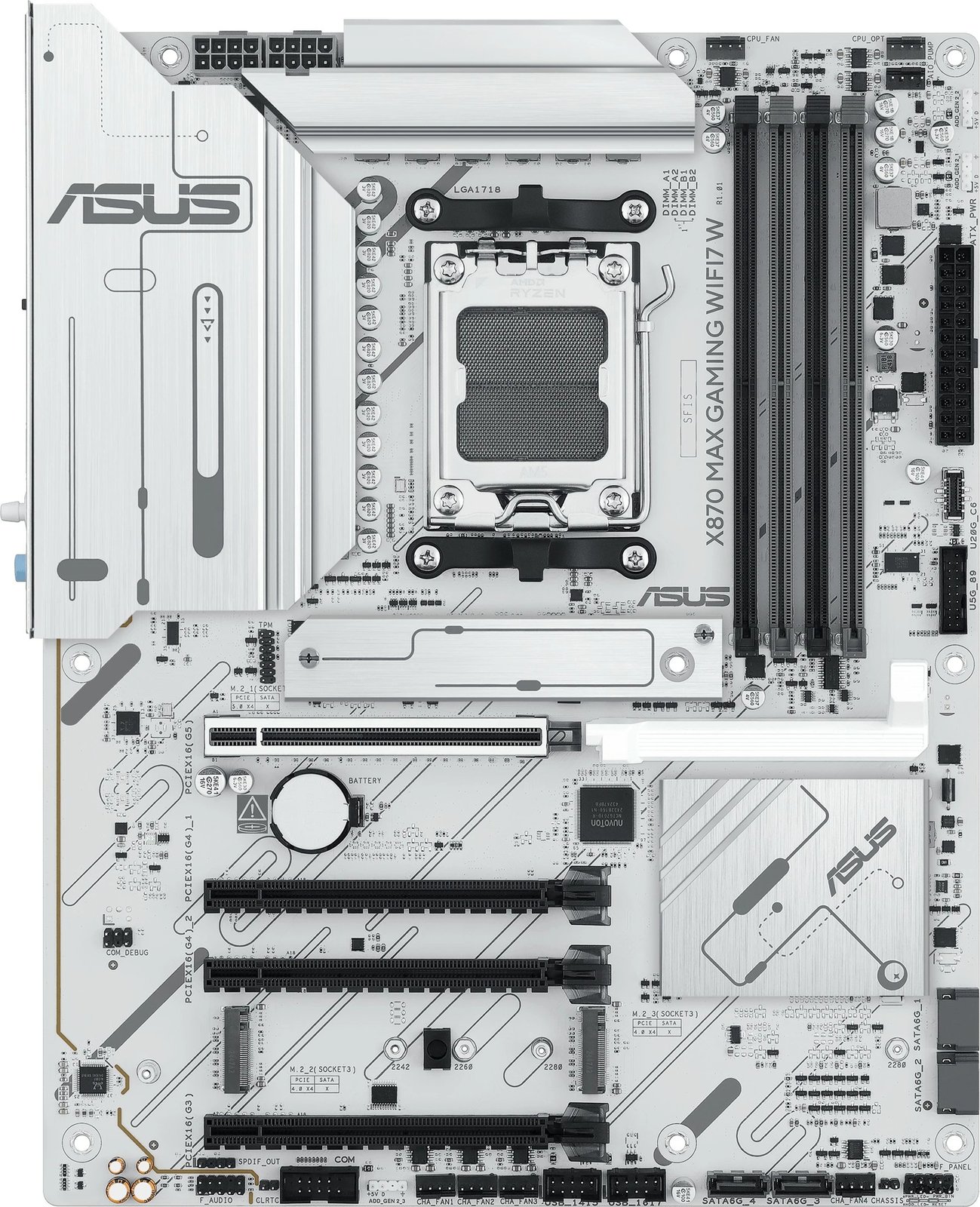 Pllakë amë ASUS X870 MAX GAMING WIFI7, Socket AM5, DDR5, ATX, WiFi 7, e bardhë