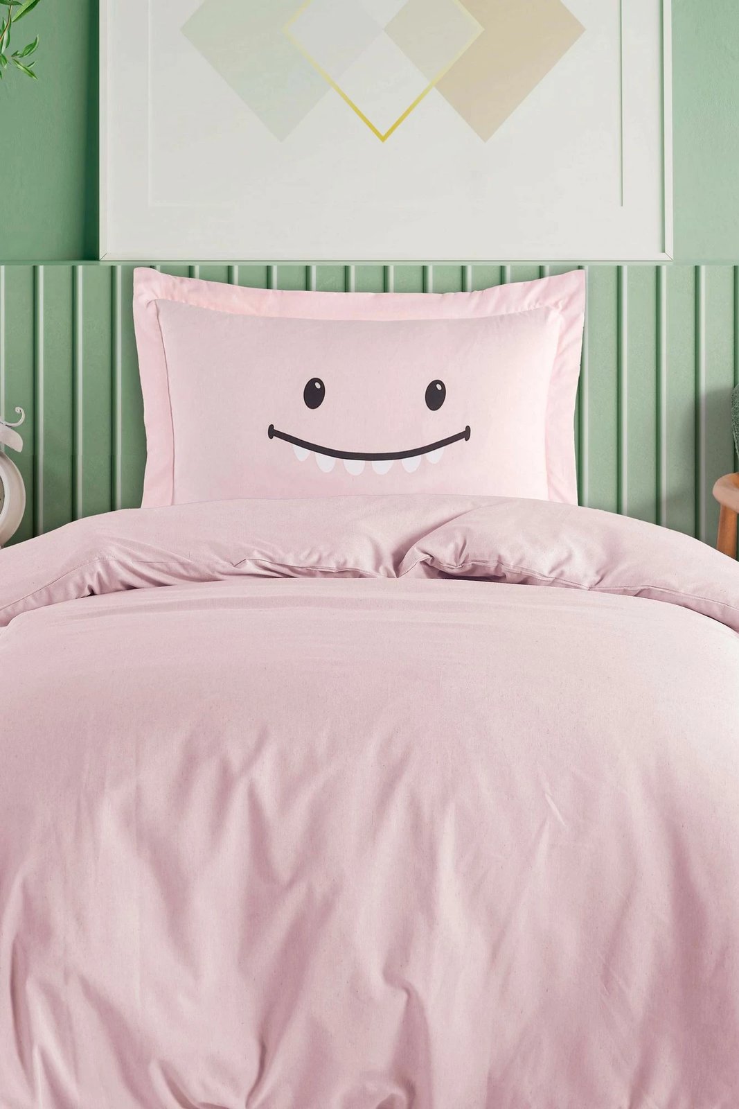 Set mbulesë krevati king, i qepur, ngjyrë rozë, Lububu