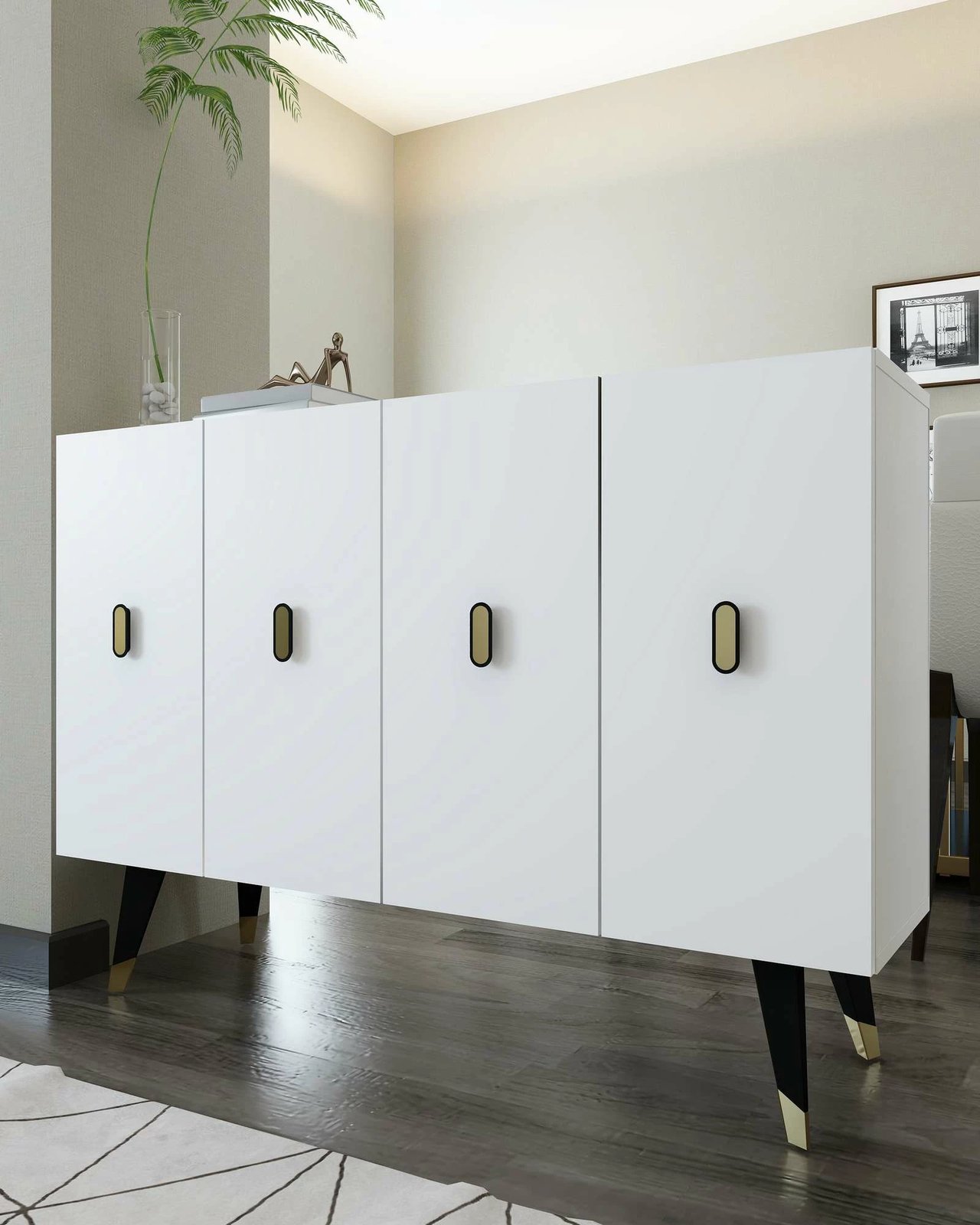 Konsol Skye Decor, e bardhë, e artë, 8168KM-32