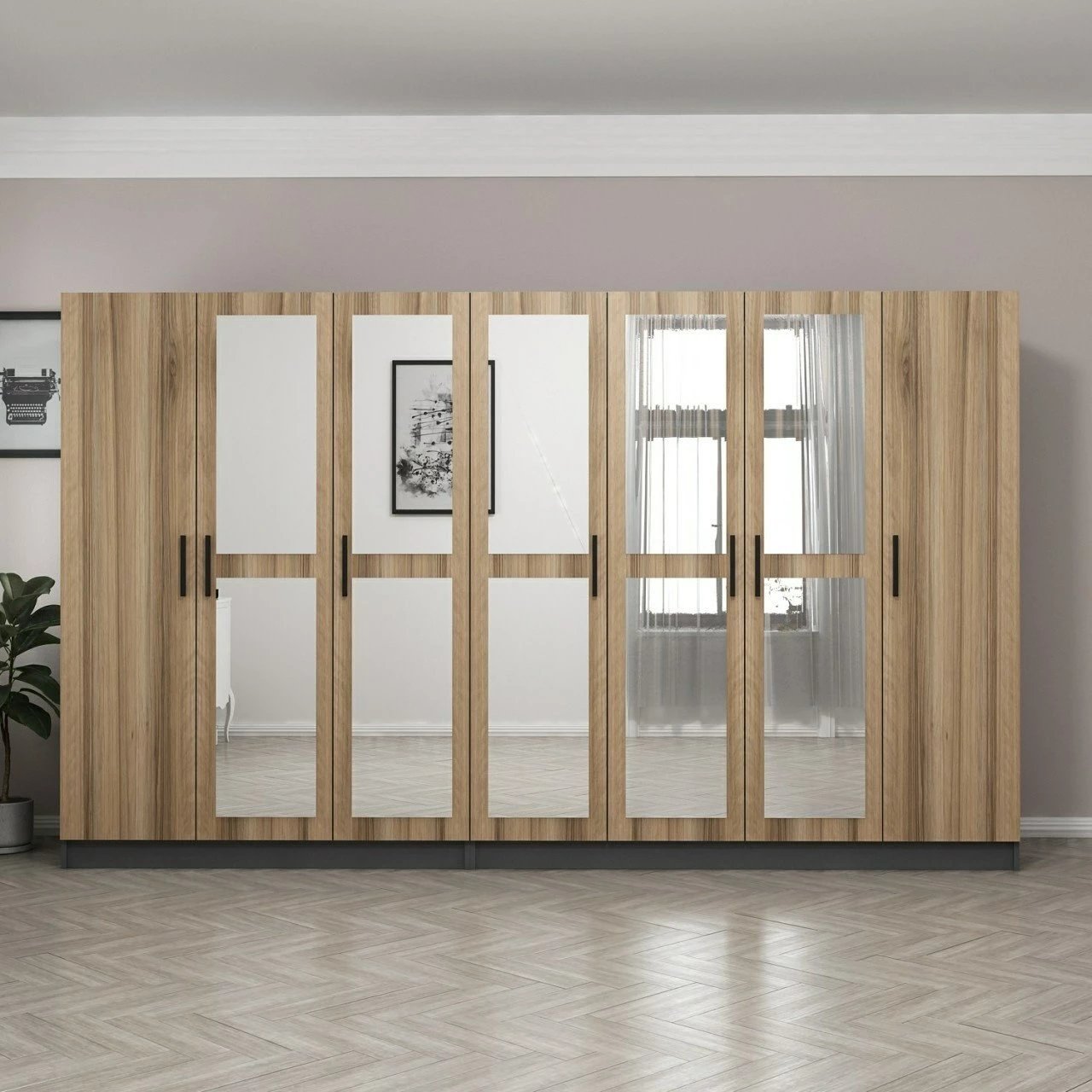 Dollap i madh për dhomë gjumi, ngjyrë dore, Skye Decor, 5125