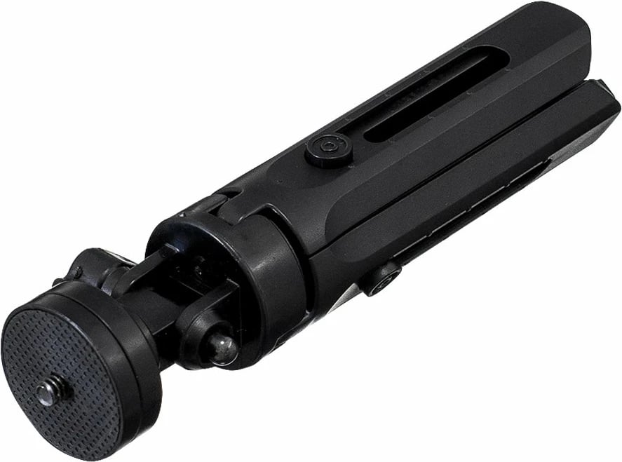 Mini tripod/selfie stick Hurtel 16-21 cm, për celular/GoPro, kllapë 55-90 mm, rrotullim 360°, i zi