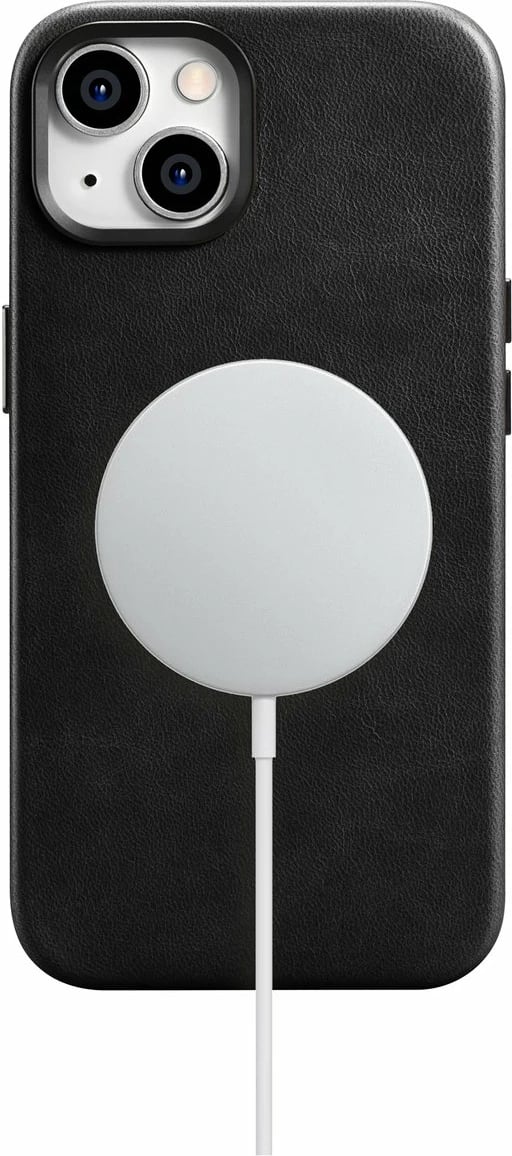 Mbështjellës lëkure iCarer Oil Wax Premium për iPhone 14, me MagSafe, i zi