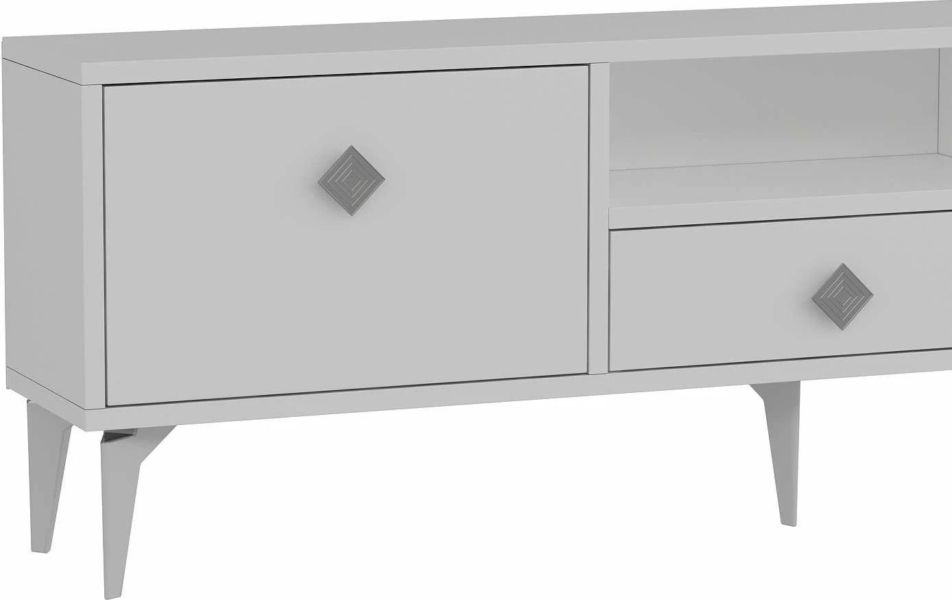 Komodë TV Skye Decor, 1304-DROP-1, e bardhë, argjend