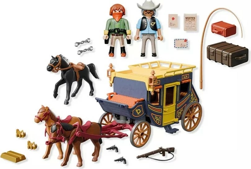 Set lodrash Playmobil 71862 Stagecoach Raid on the Wild West, 58 pjesë