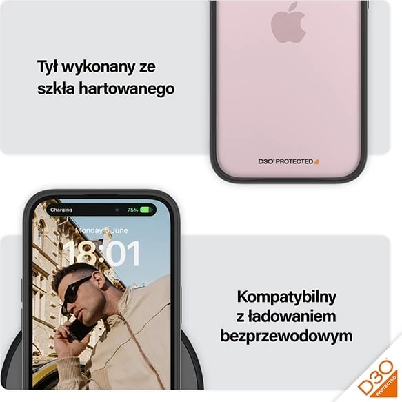 Mbështjellës PanzerGlass ClearCase për iPhone 15, Transparent & Zi