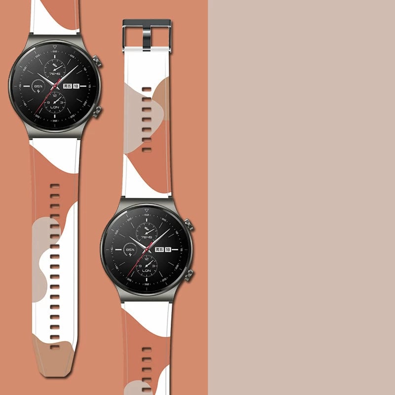 Rrip silikoni për Huawei Watch GT2 Pro Hurtel, Moro, 22 mm, Bardhë/Kuqe/Gri