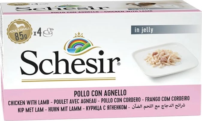 Ushqim për qen Schesir, 6x4x85 gr