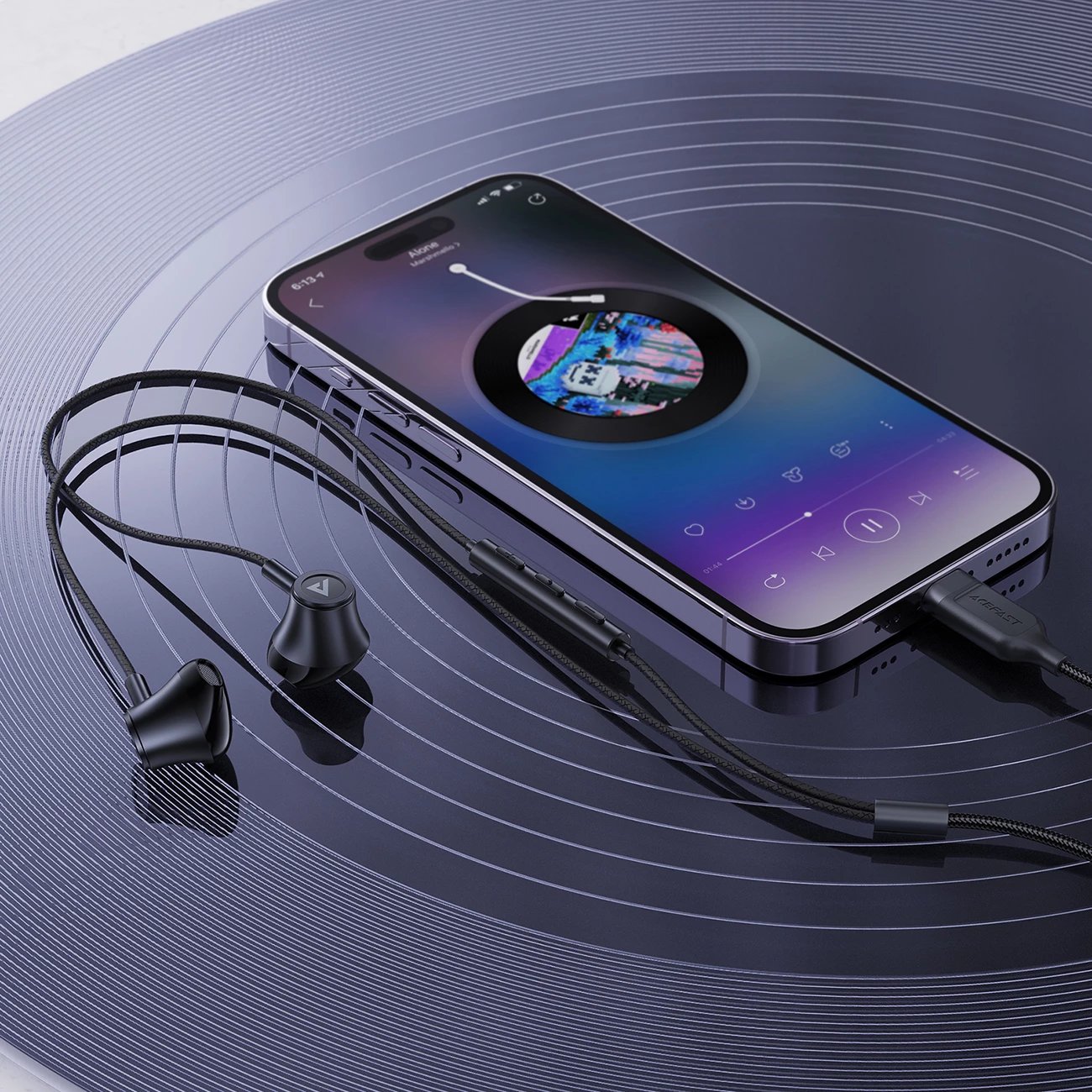 Kufje Acefast L2 in-ear me USB-C, mikrofon dhe komandë, 1.2m, Zezë