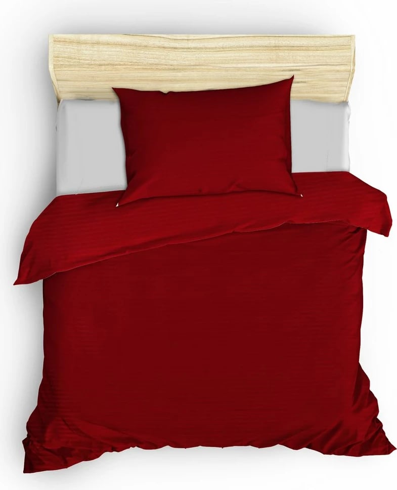 Set mbulesë jorgani njëpersonëshe satin, ngjyrë e kuqe Claret, L'essentiel, v2, me vija Set mbulesë jorgani njëpersonëshe satin, ngjyrë e kuqe Claret, L'essentiel, v2, me vija