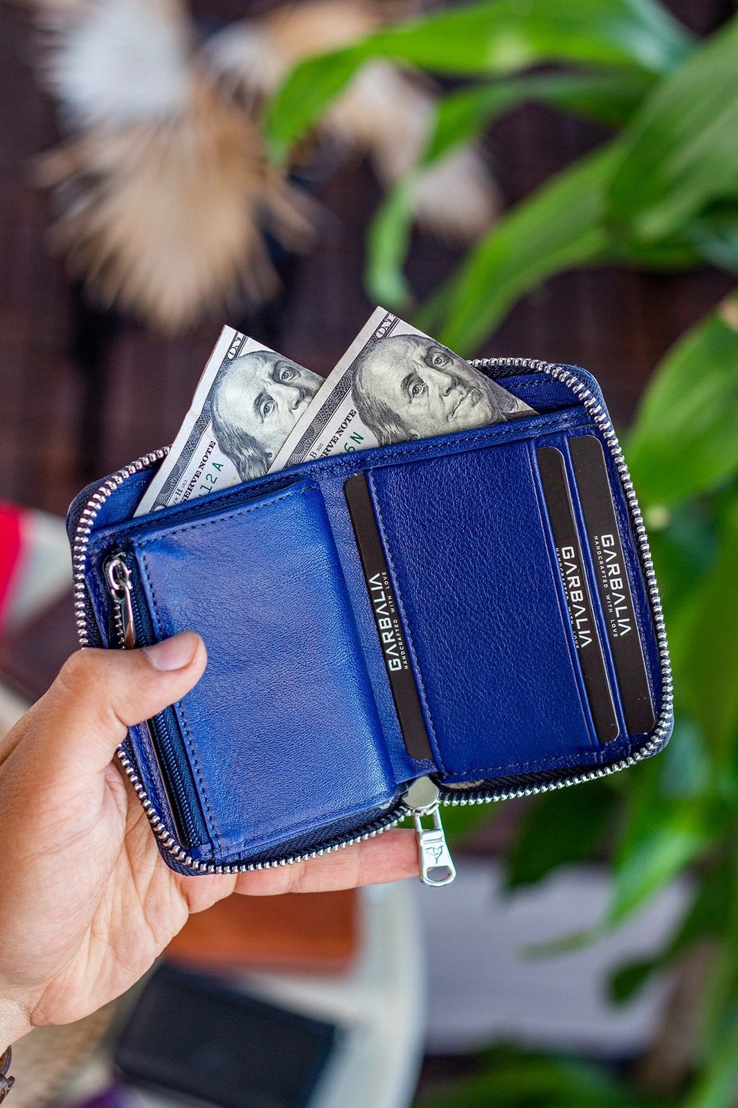 Portofol unisex, lëkurë origjinale, ngjyrë blu e errët, Zoozie Bags Sydney