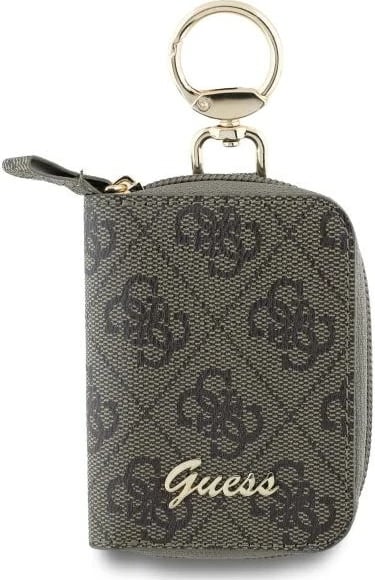 Portofol kabllosh Guess Cable Pouch 4G Triangle, lëkurë ekologjike, kafe