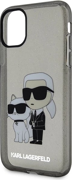 Mbështjellës Karl Lagerfeld KLHCN61HNKCTGK për iPhone 11/XR 6.1", Glitter, i zi