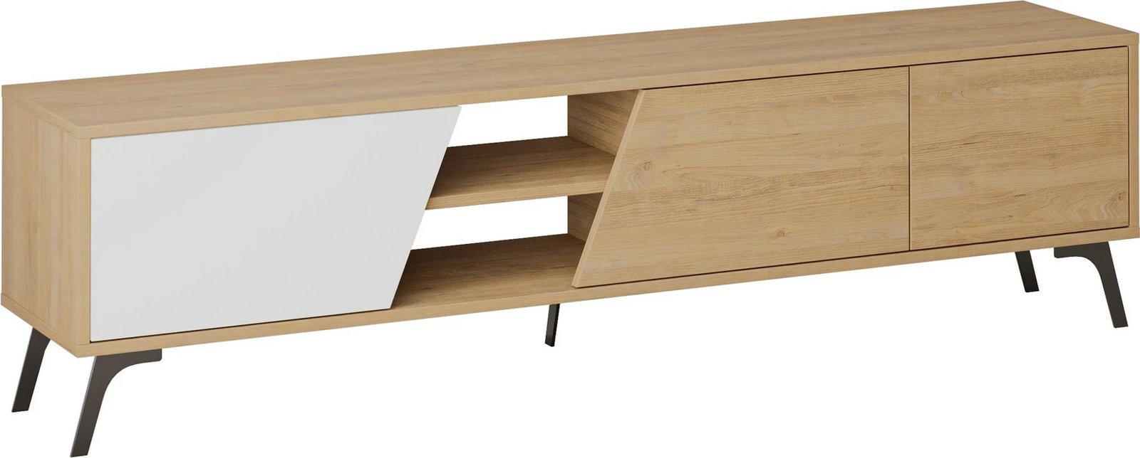 Komodë TV Skye Decor Fiona, ngjyrë lisi, e bardhë