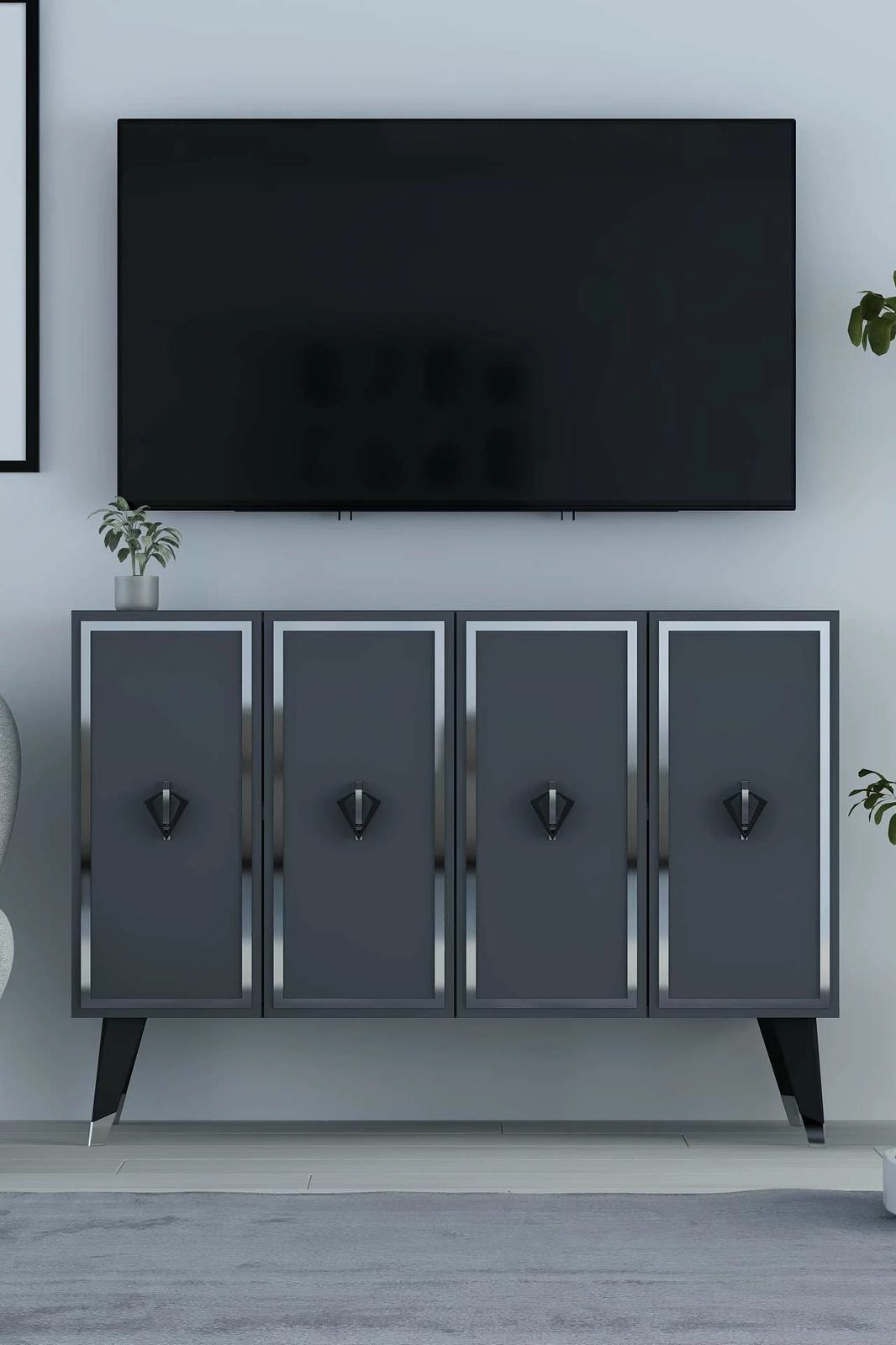 Konsol Skye Decor, 8176KM-32, antracit, e zezë, argjend