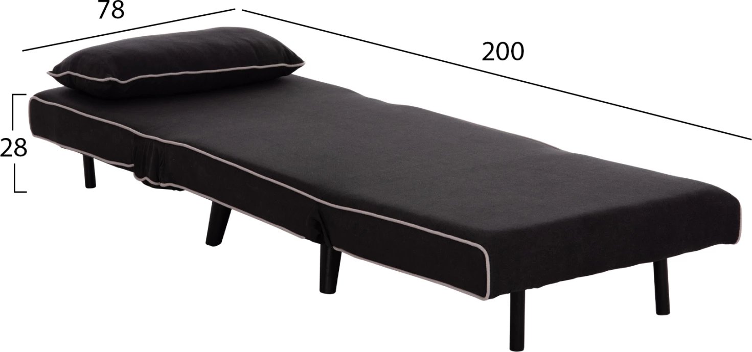 Fotel-krevat BRAXTON, material i zi, FH8425.03, 78x88x78cm