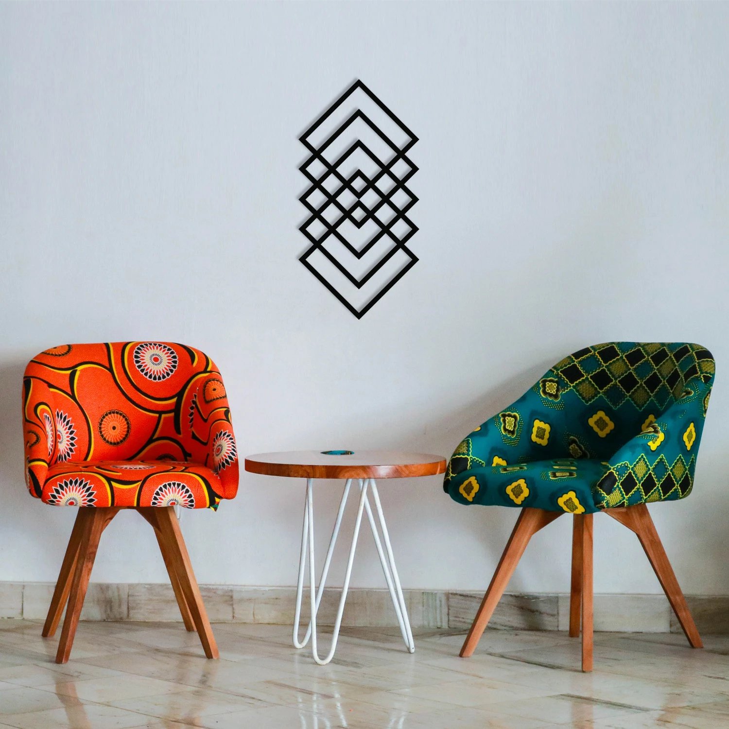 Aksesor dekorativ metalik për mur, Wallity, gjeometri