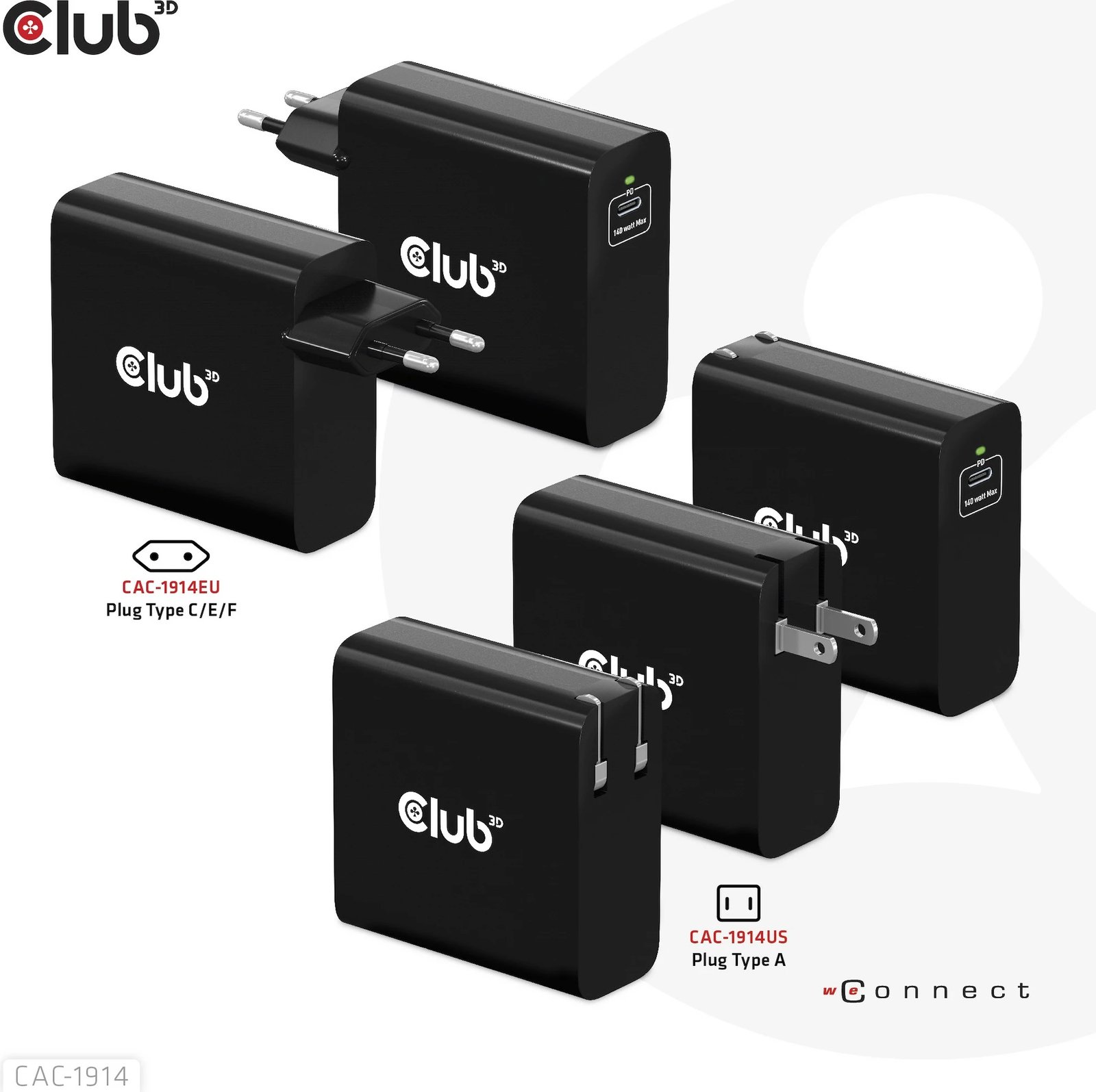 Karikues Club3D 140W, GaN, USB-C, me kabllo USB-C, i zi Karikues Club3D 140W, GaN, USB-C, me kabllo USB-C, i zi