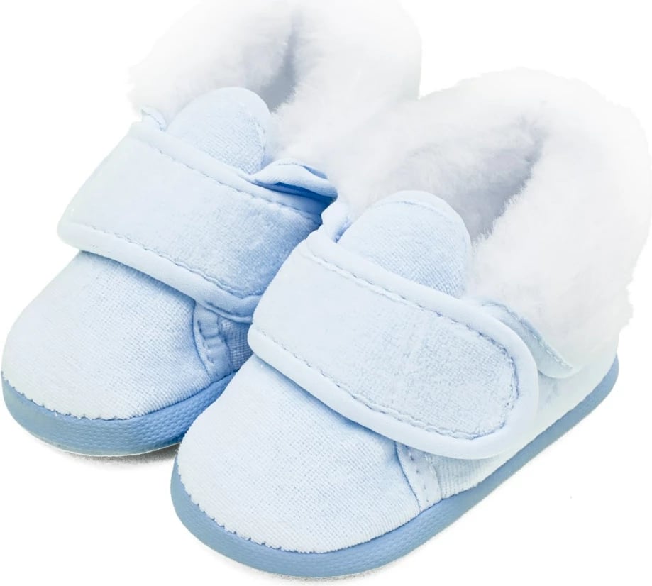 papuçe dimri bebe, New Baby, 0-3 muaj, shtresë fleece, mbyllje me shul, blu