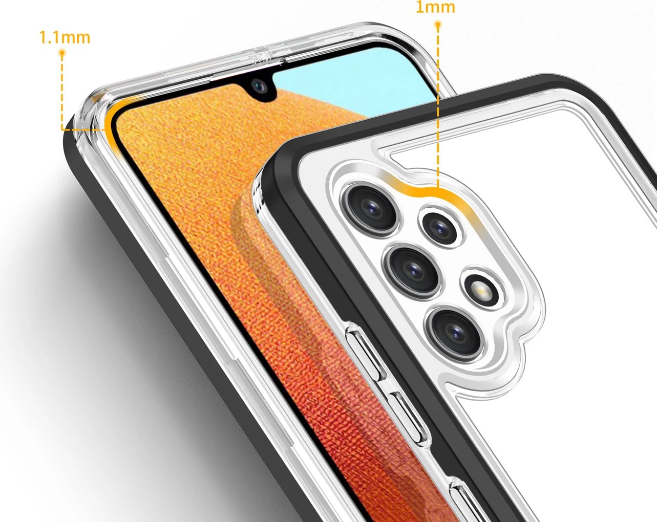 Mbështjellës Hurtel Hybrid Armor Clear 3in1 për Samsung Galaxy A72, i zi/transparente