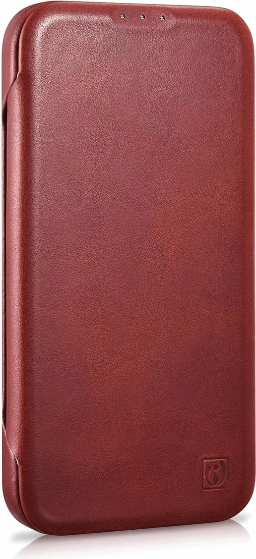 Mbështjellës iCarer Oil Wax Premium Leather Folio për iPhone 14 Plus, MagSafe, Kuq
