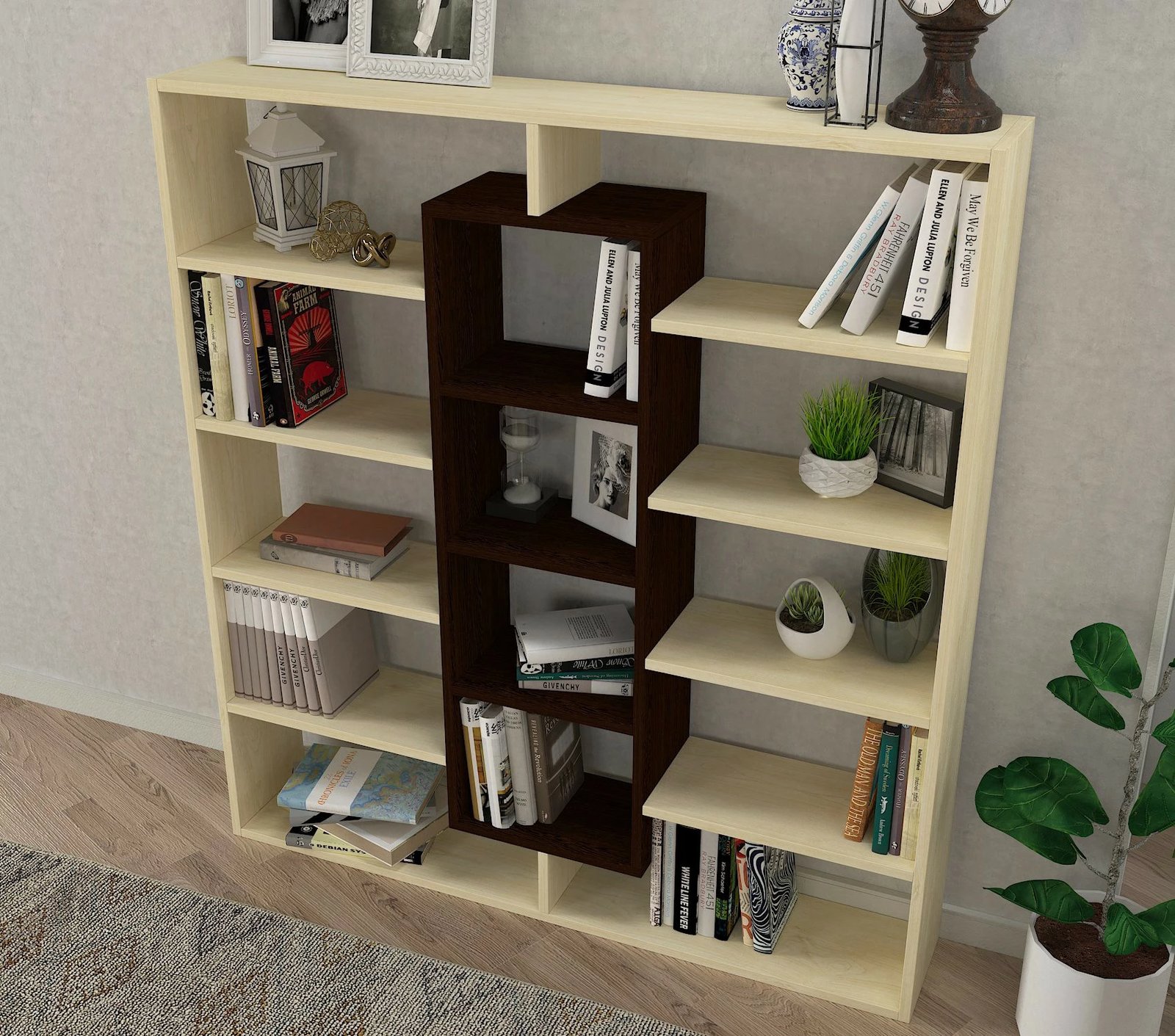 Raft librash Hanah Home, Ample, ngjyrë wenge dhe betull