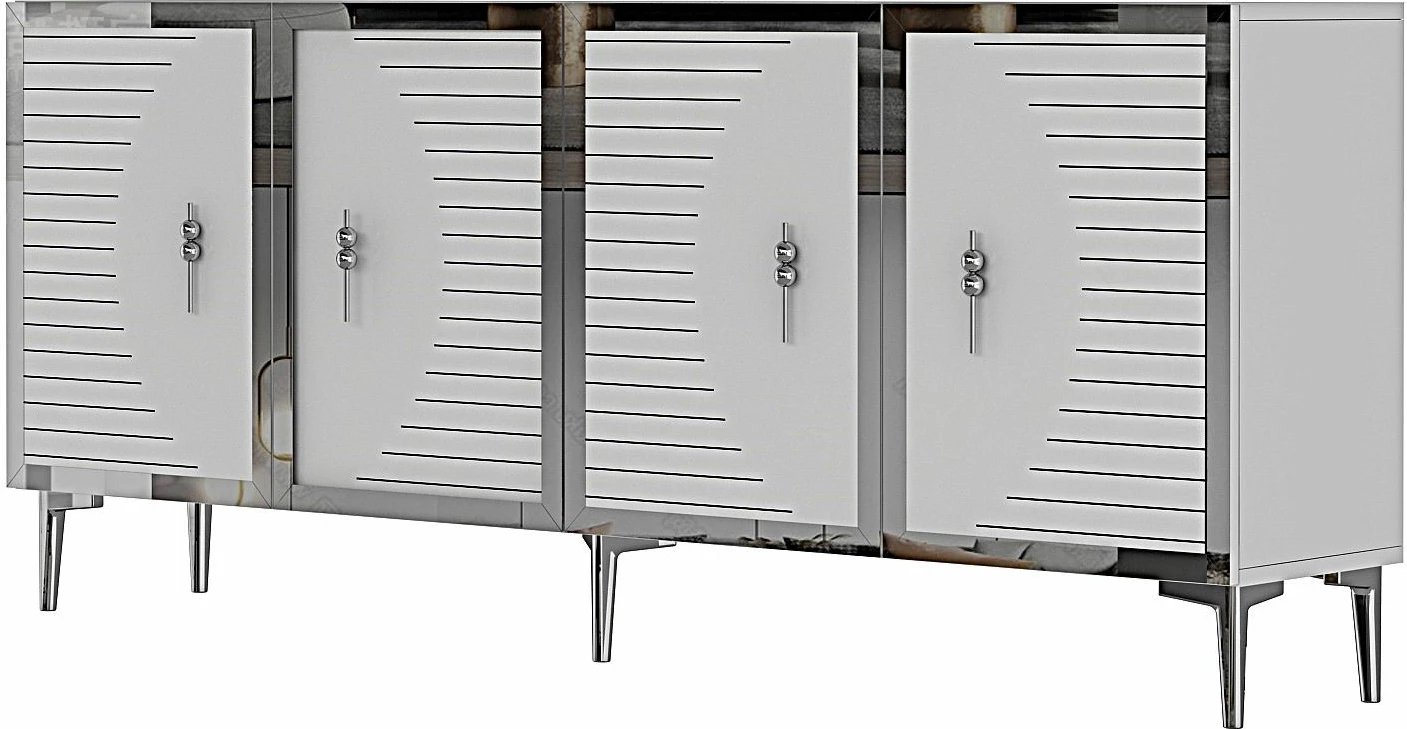 Konsol Skye Decor, Tuna 180, e bardhë, argjend