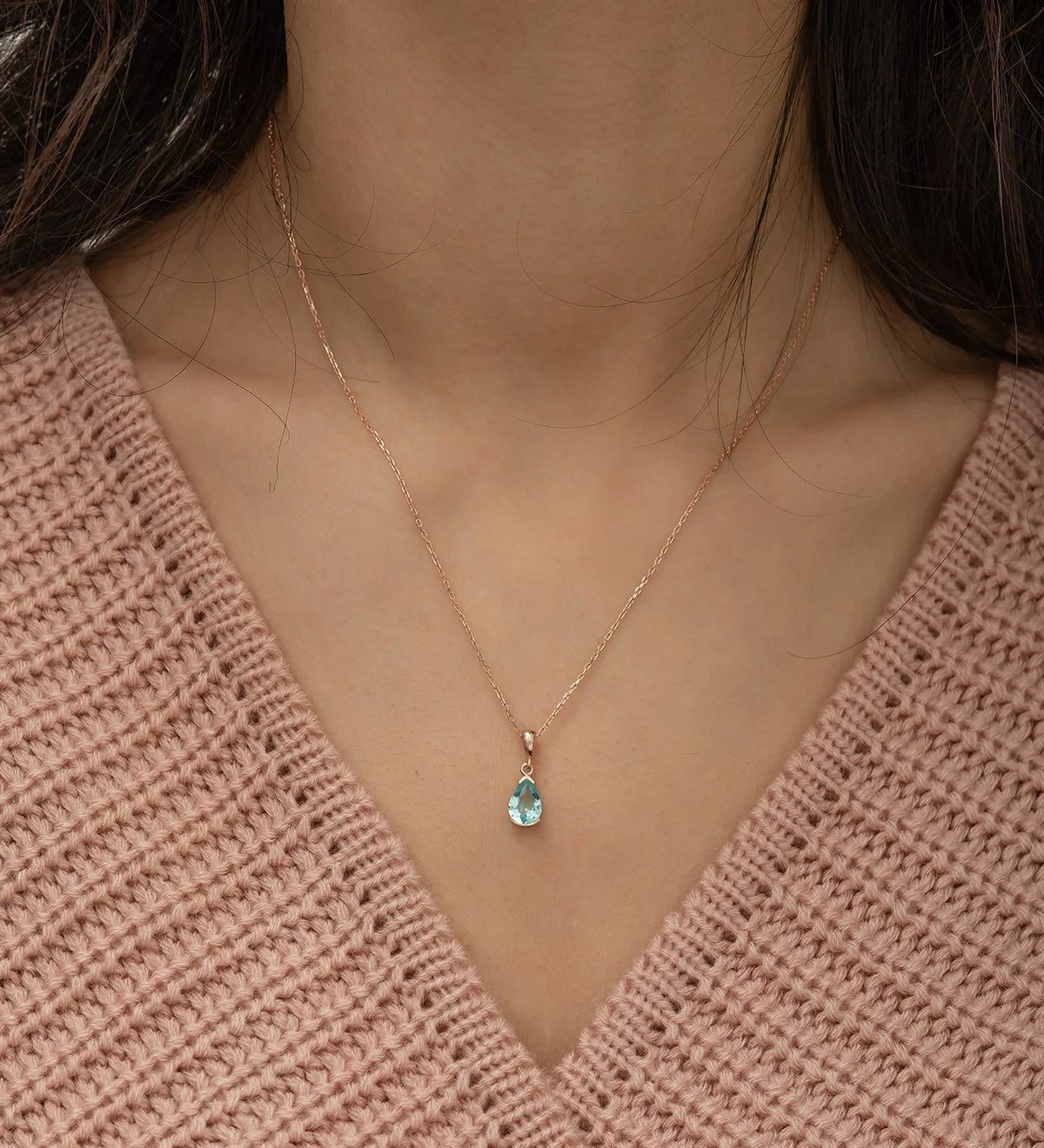 Vathë argjendi me gur akuamarin, ngjyrë rozë ari dhe kaltër, Jumeon, NRZ1092