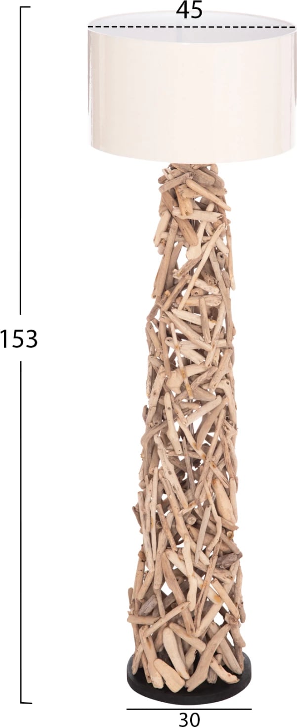 Llambë dyshemeje dekorative ALTAR, dru bregdeti, kapak PVC i bardhë, Φ45x153cm