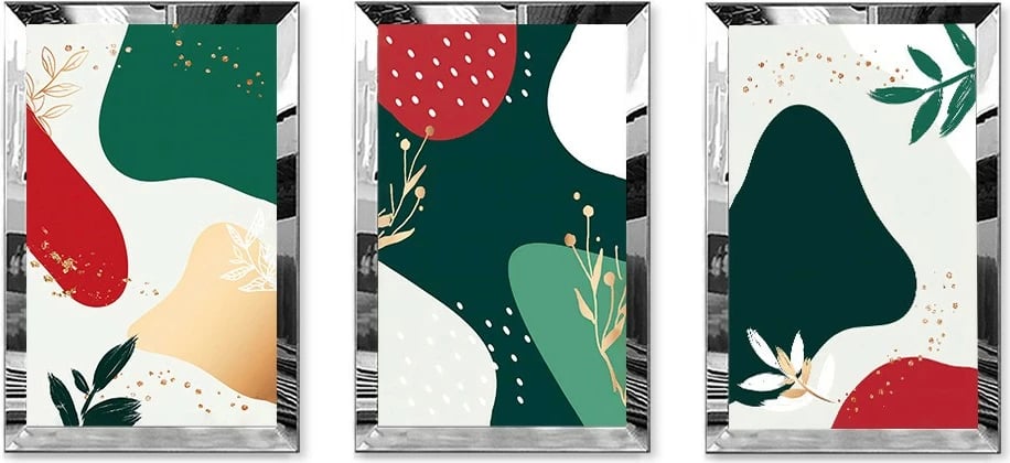 Pikturë dekorative MDF-Plexiglass, 3 copë, Wallity, Huhu406, 50x70cm