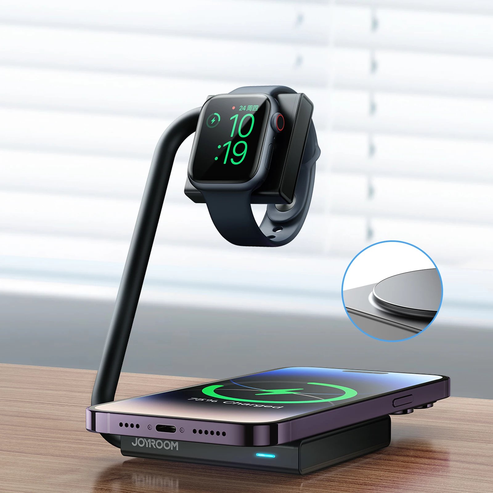 Karikues induktiv 2-në-1 Joyroom JR-WQN05, MagSafe/Qi, i palosshëm, i zi