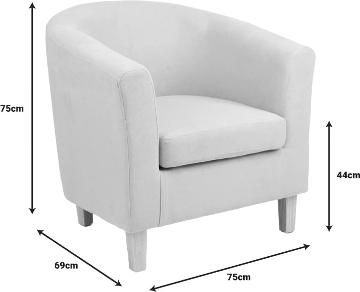 Fotel Tronmo, krem, këmbë druri gome natyrale, 75x69x75cm