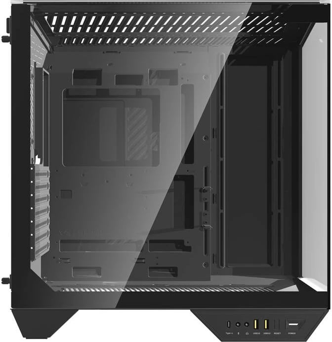 Kasë Darkflash DY470, Big Tower, xham i temperuar, pa ventilatorë, e zezë