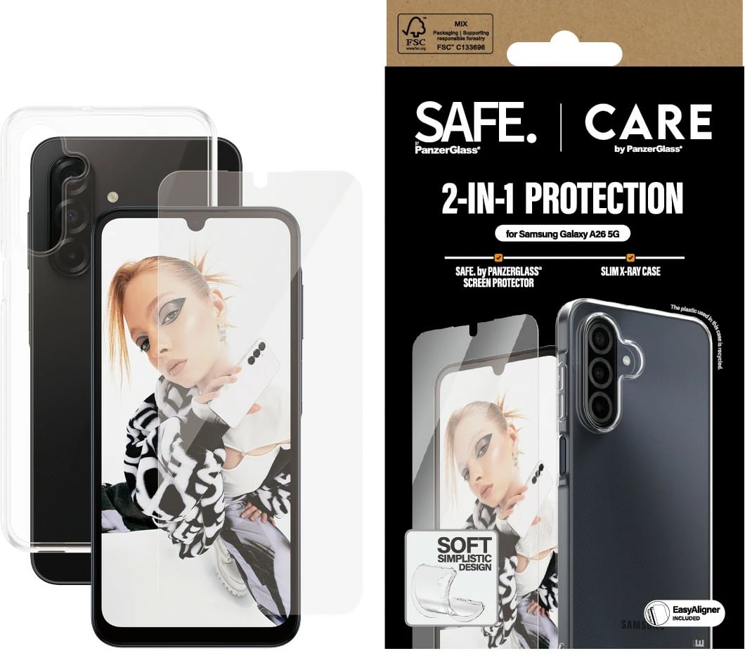 Mbështjellës PanzerGlass CARE për Samsung Galaxy A26 5G me mbrojtës ekrani, transparent