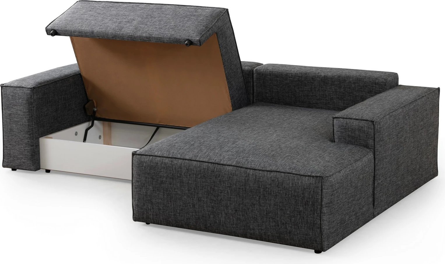 Kënd-sofë krevati Atelier del Sofa, kënd i djathtë, ngjyrë gri e errët