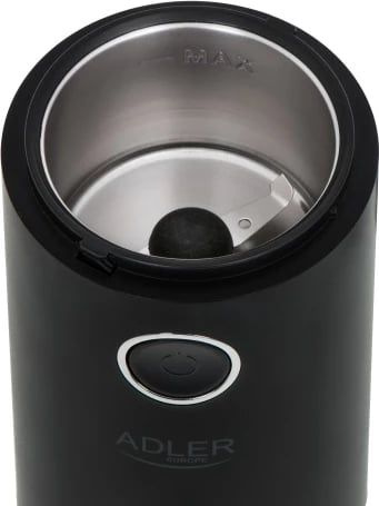 Mulli kafeje elektrik, Adler AD 4446, 150 W, kapacitet 75 g, kapak transparent, i zi/argjendtë
