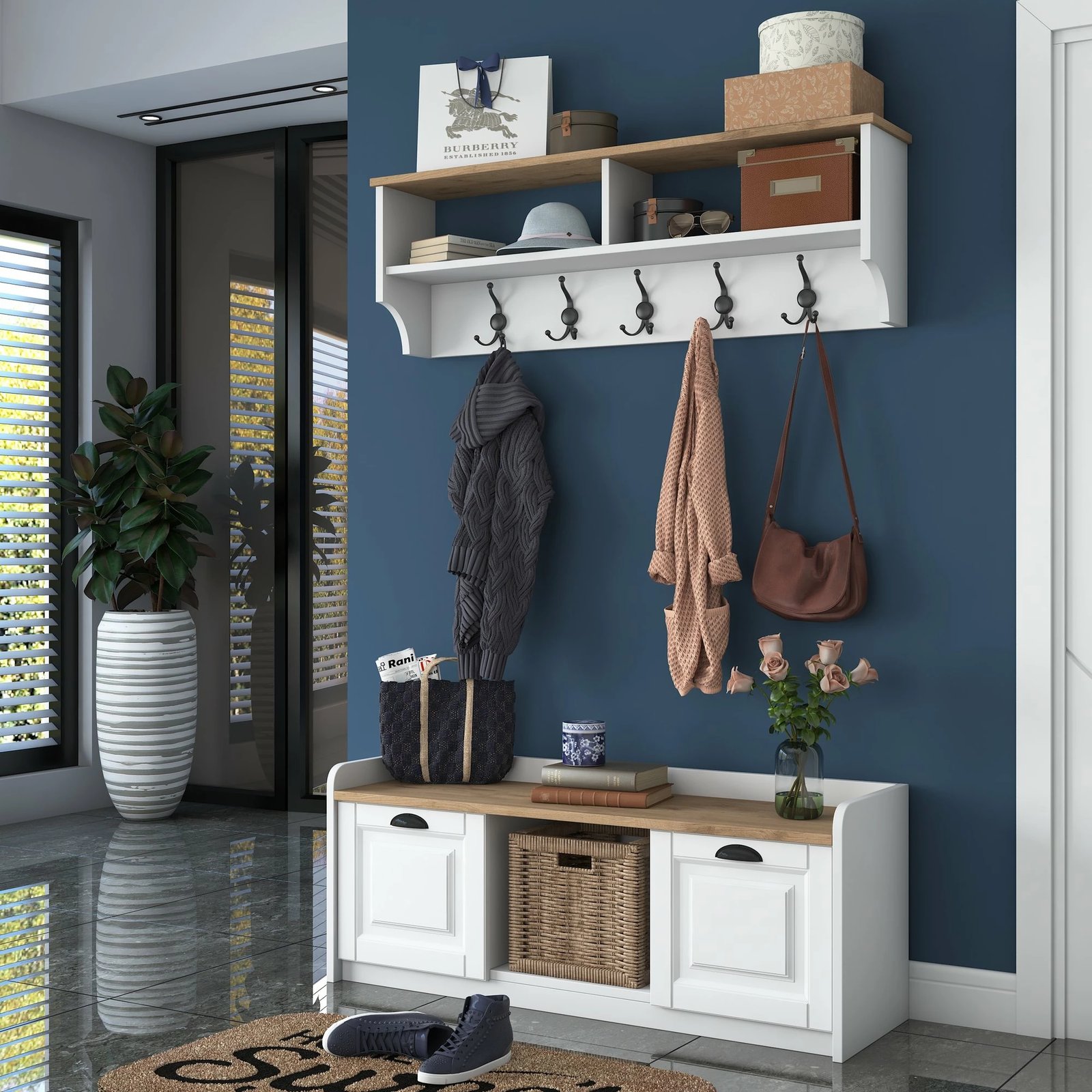 Stendë korridori Hanah Home, P2 - 1636, ngjyrë arre dhe e bardhë