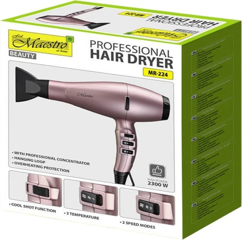 Tharëse flokësh Feel-Maestro MR-224, 2300W, Rozë e zezë