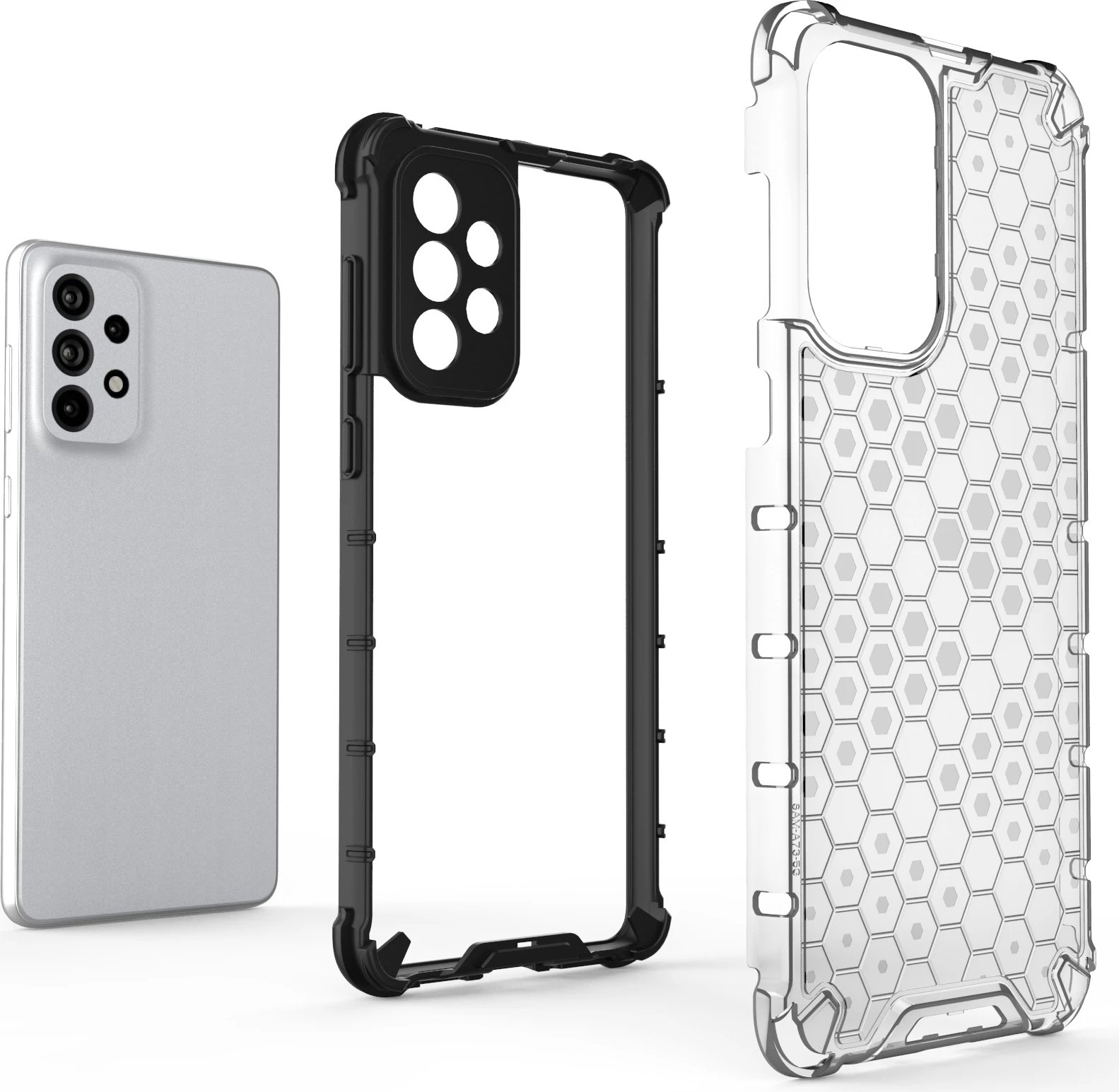 Mbështjellës Hurtel Honeycomb për Samsung Galaxy A73, i zi