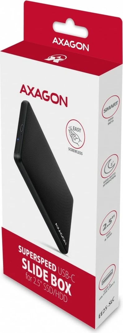 Kasë e jashtme AXAGON EE25-SLC për disk 2.5", USB-C 3.2 Gen 1, SATA 6G, e zezë