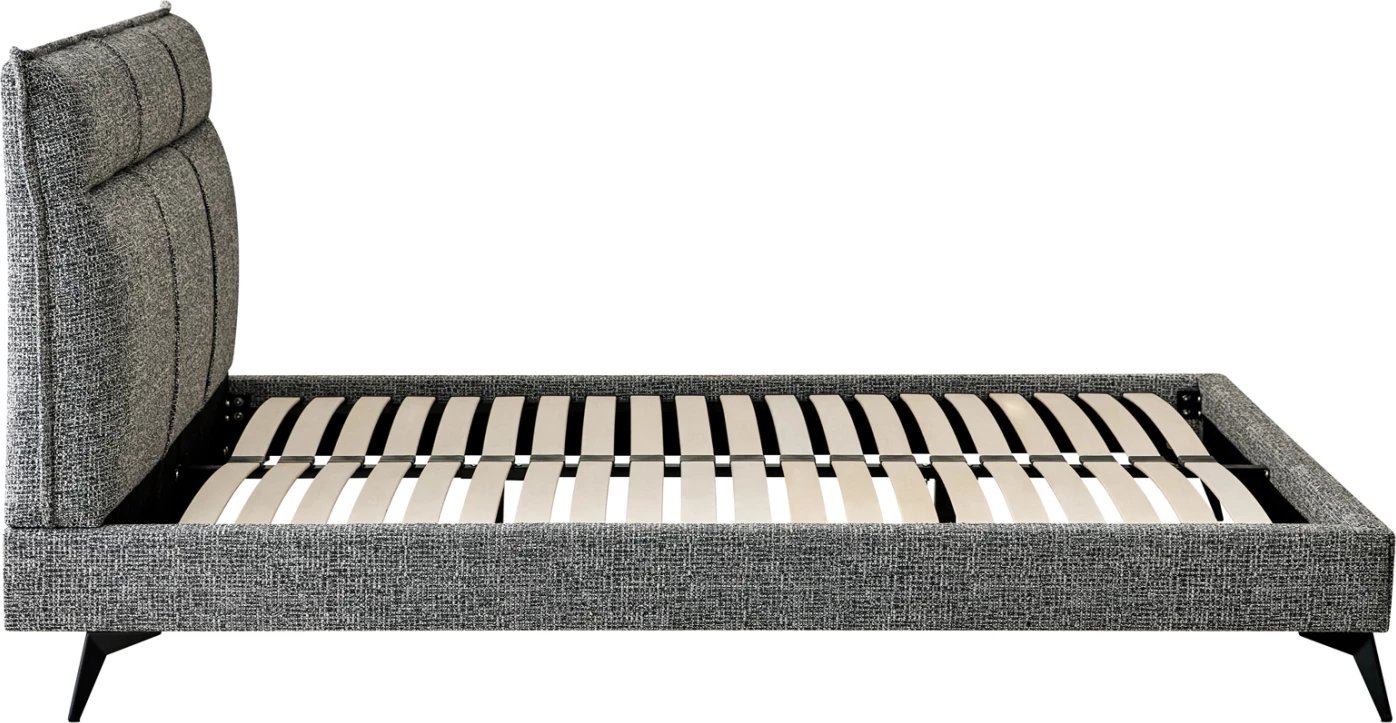 Krevat dopio LIGNUM, stof gri, këmbë metalike të zeza, për dyshek 160x200cm