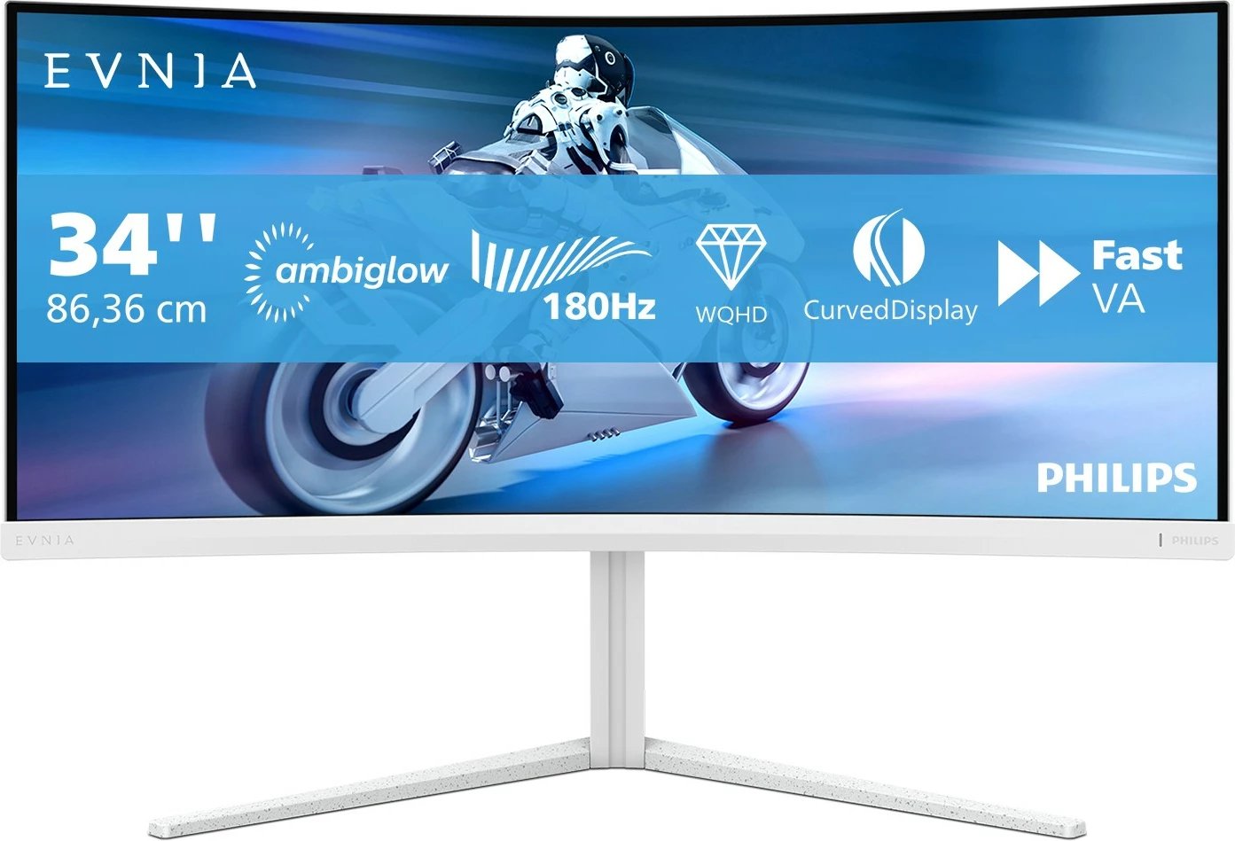 Monitor Philips 34M2C5501A/00, 34 inç, WQHD, 180Hz, i bardhë
