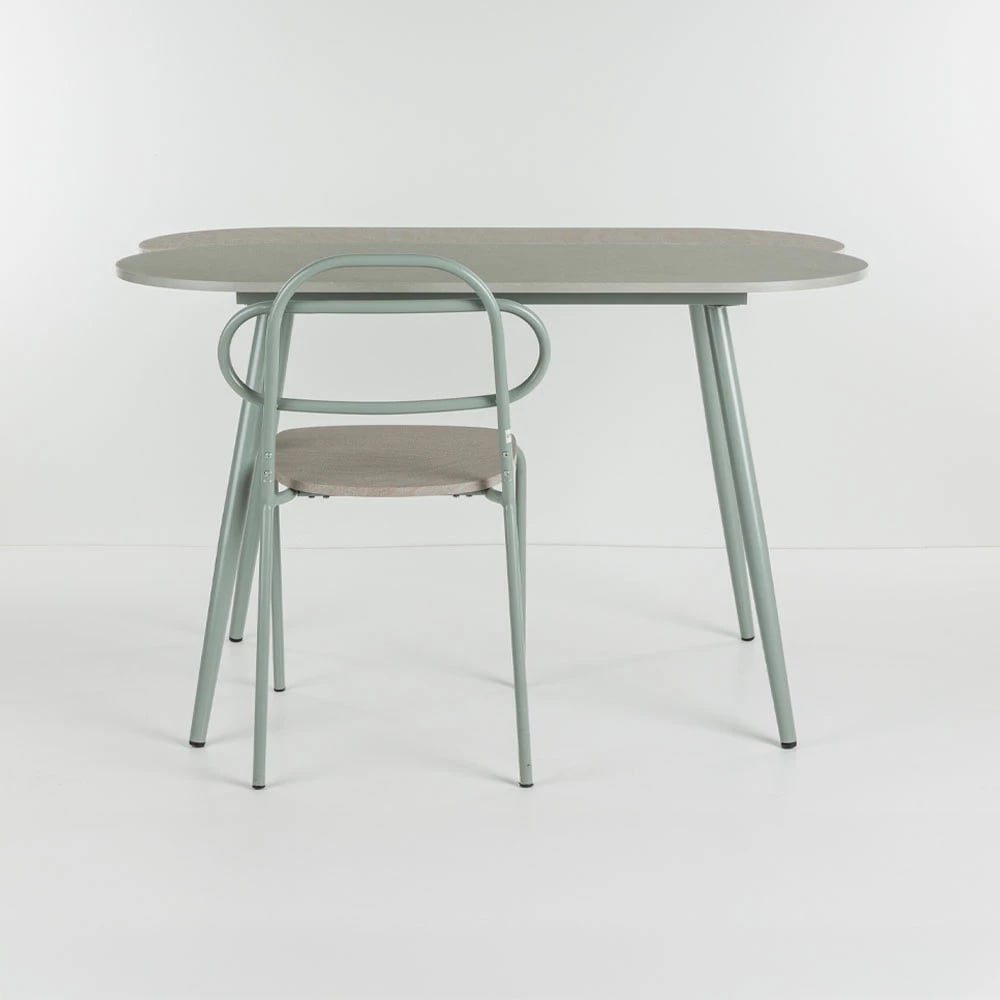 Tavolinë me karrige italiane, 4+1, ngjyrë gri-gur, 120x75x75